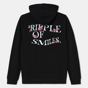 Hoodie Black with Flowers Logo Organic Cotton Back