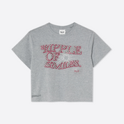 T-shirt middle crop grey big logo front
