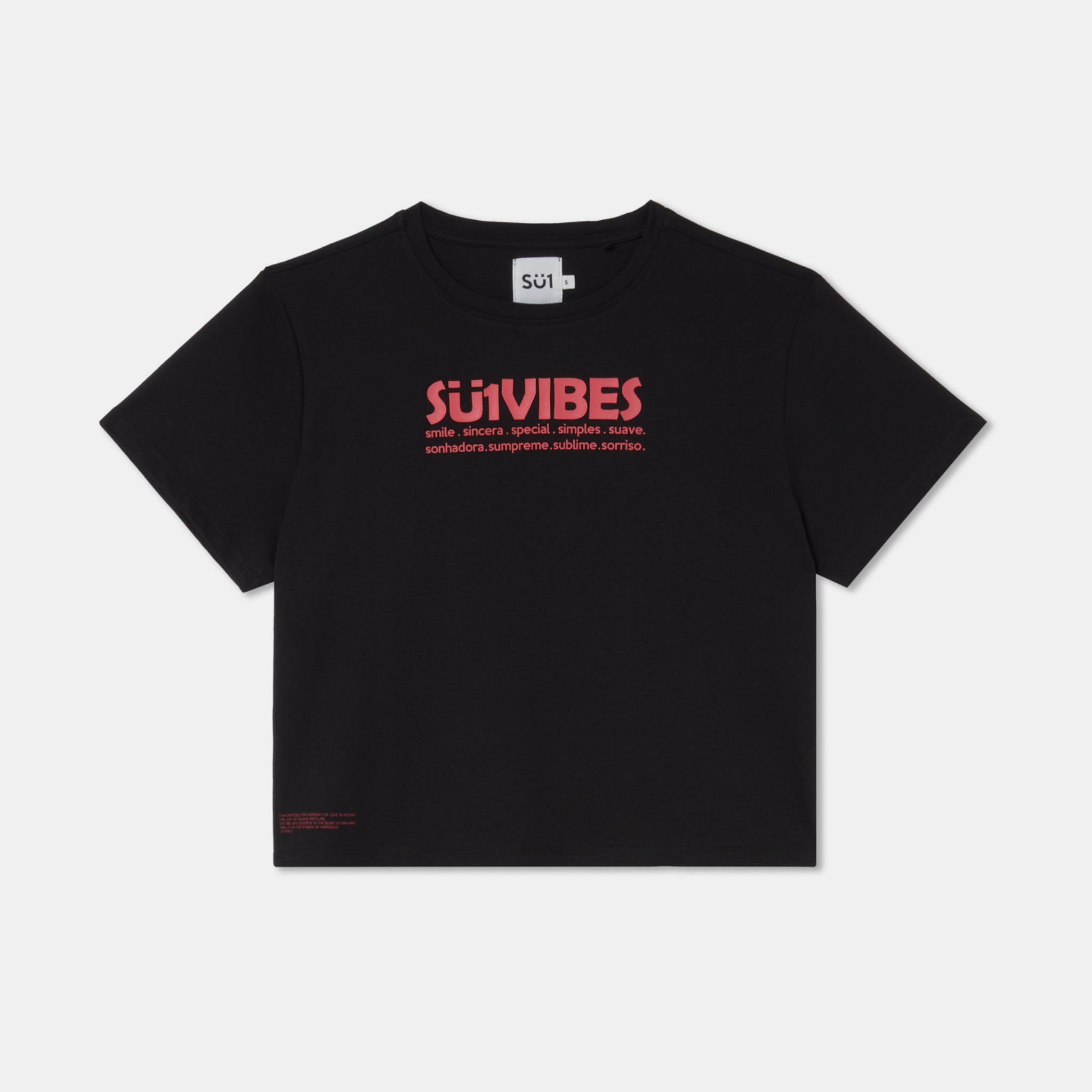 T-shirt middle crop black medium logo front