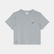 T-shirt middle crop grey small logo front