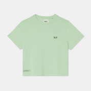 T-shirt middle crop mint small logo front