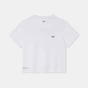 T-shirt middle crop white small logo front