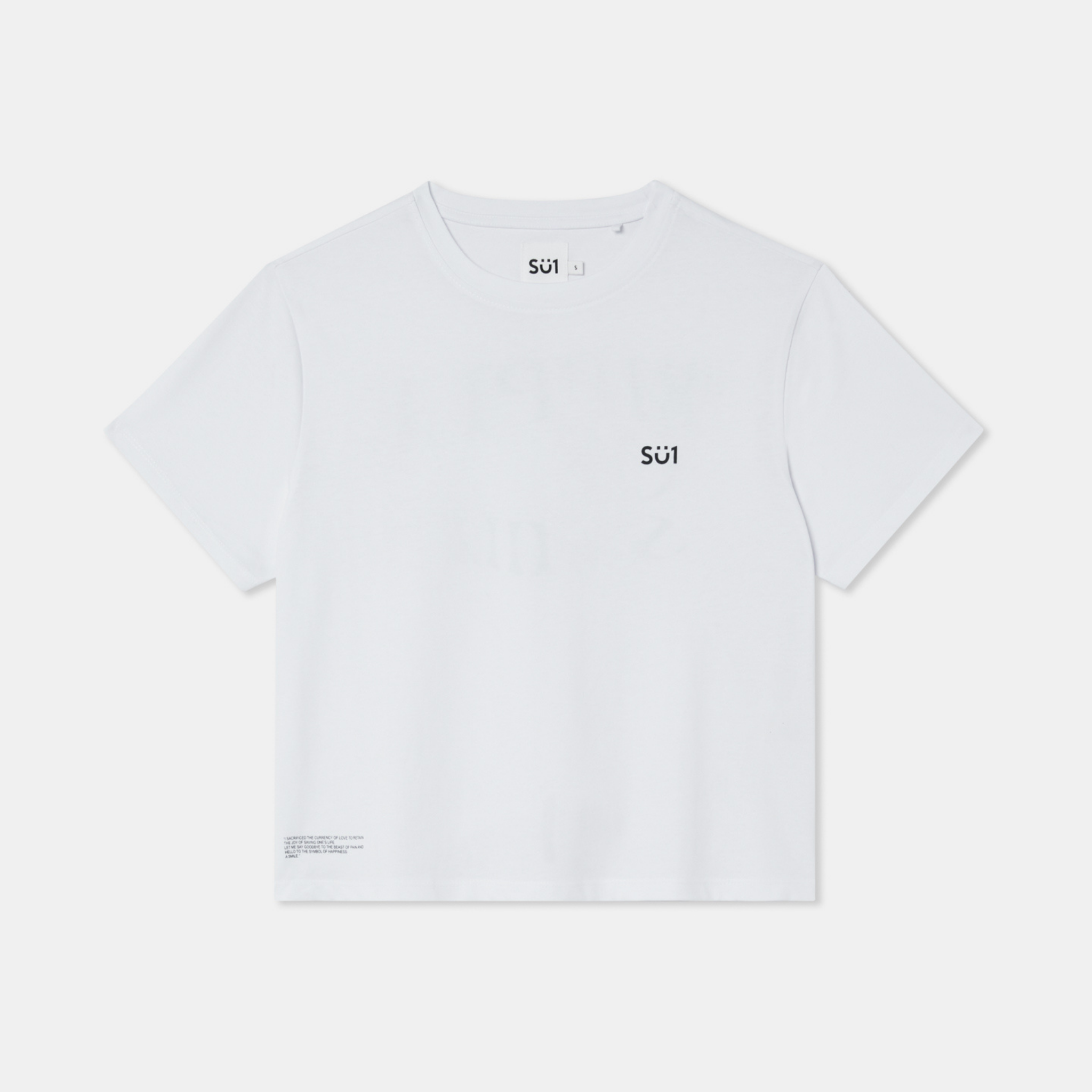 T-shirt middle crop white small logo front