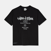 T-shirt Oversized Loose Black Big Logo Cities Front