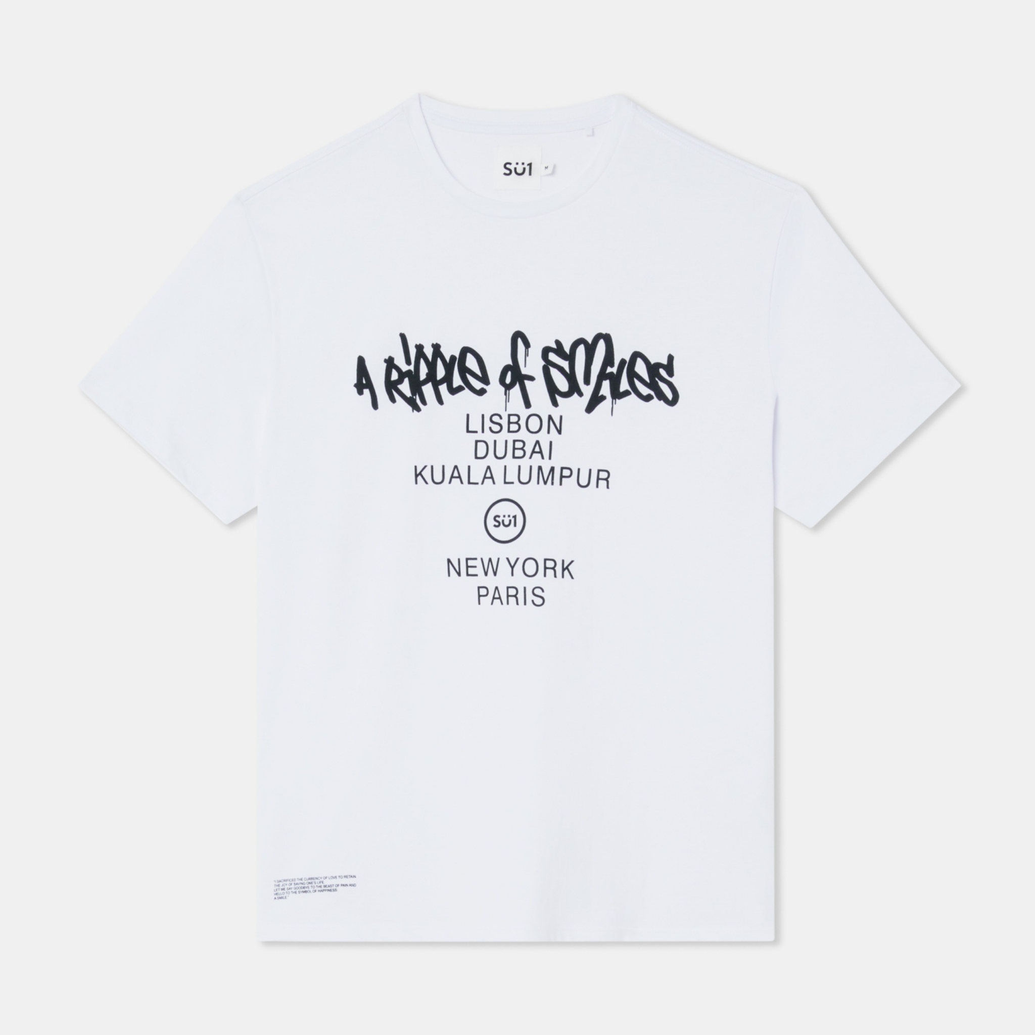 Oversized White T-shirt Big Logo Cities Front