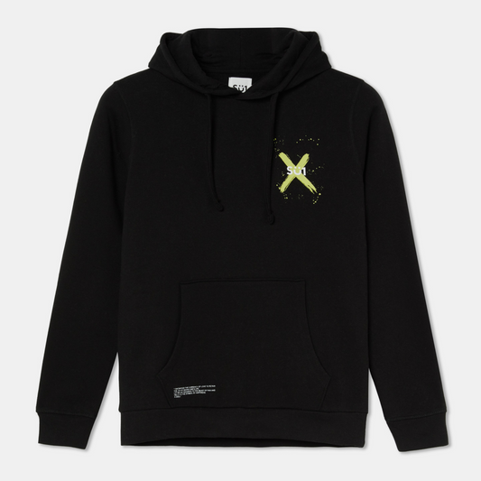 Sweatshirt Hoodie Black with Logo Organic Cotton Front