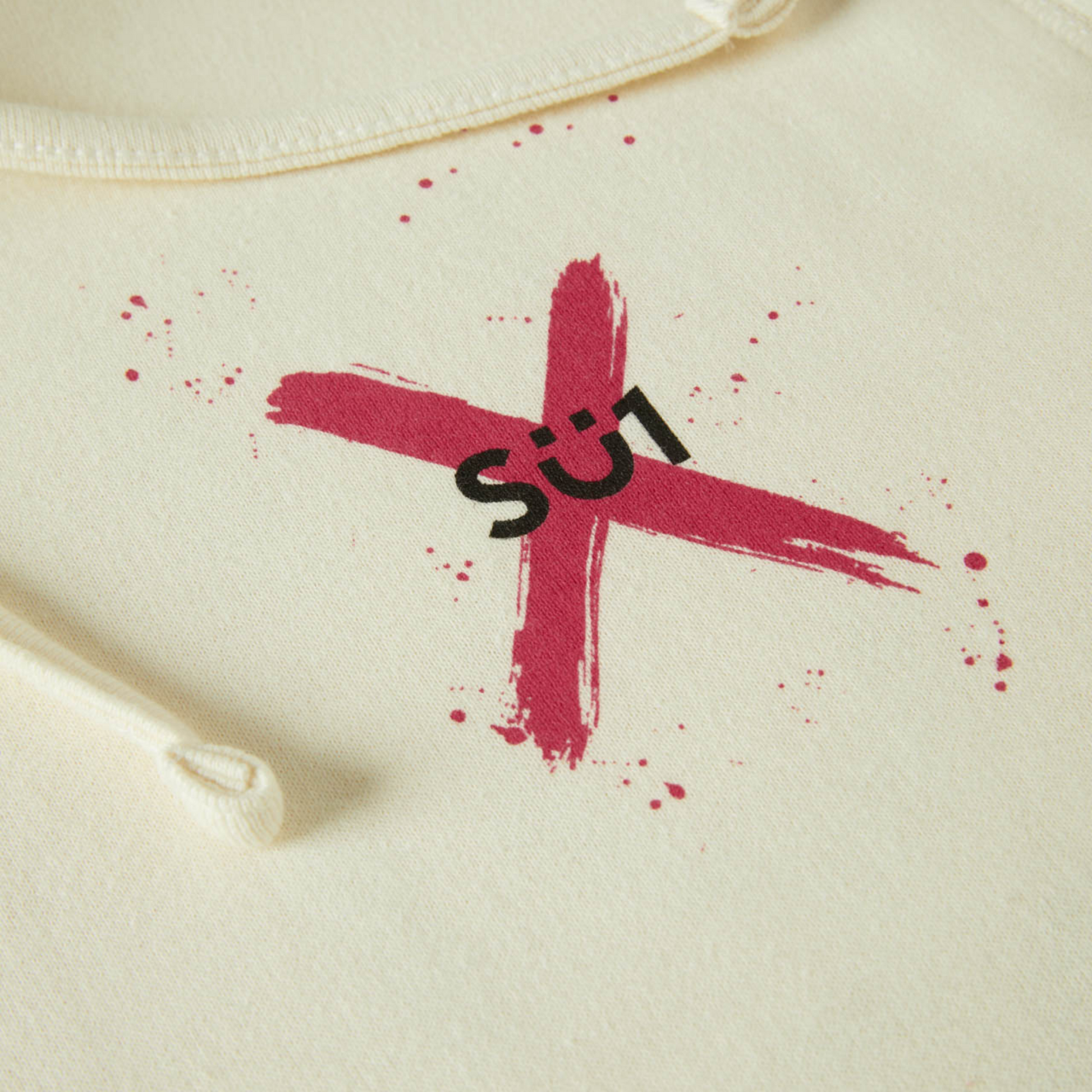 Sweatshirt Hoodie Beige White with Logo Organic Cotton Details
