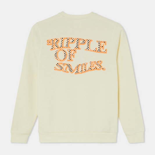 Sweatshirt Sweater Longsleeve Beige with logo Back