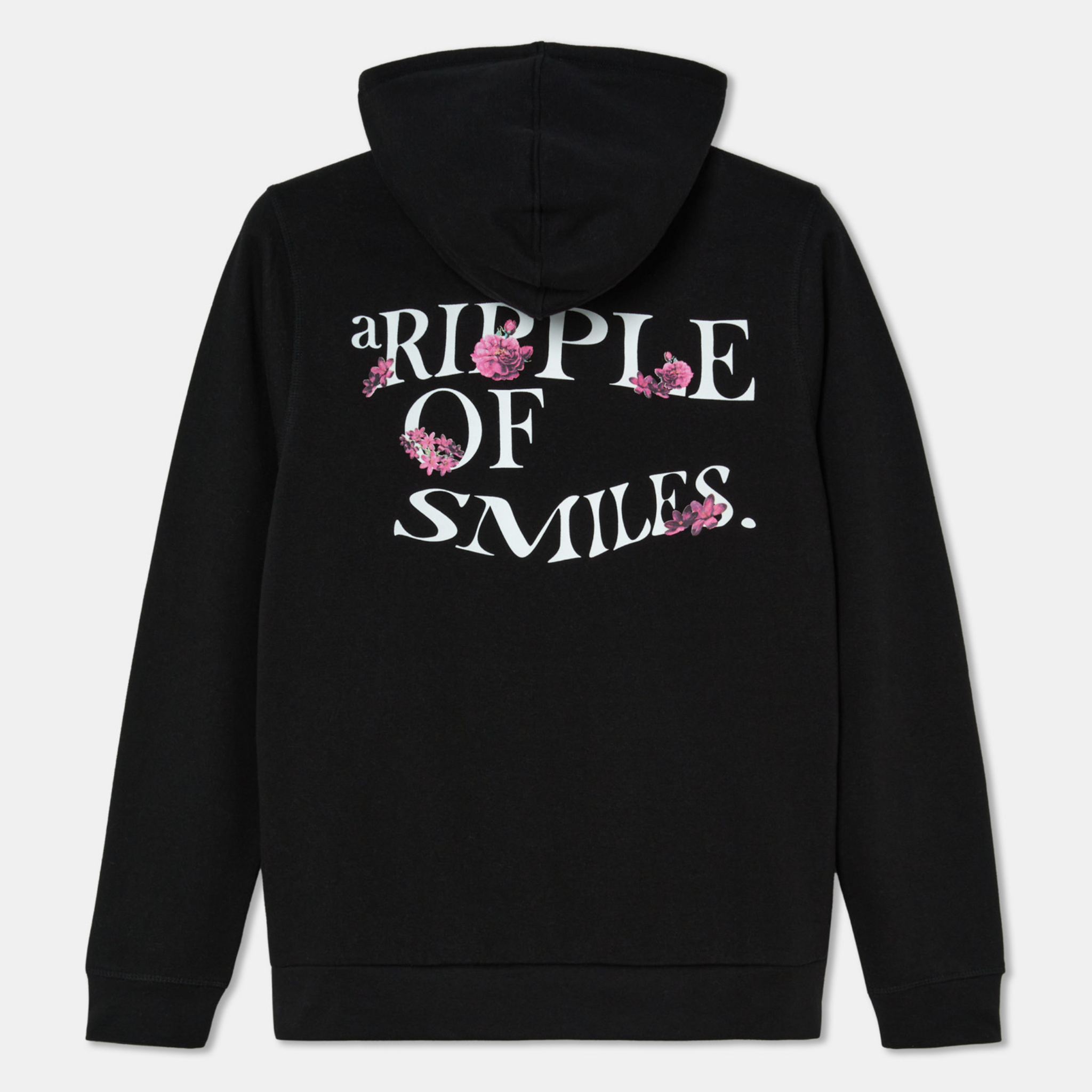  Hoodie Black with Flowers Logo Organic Cotton Back