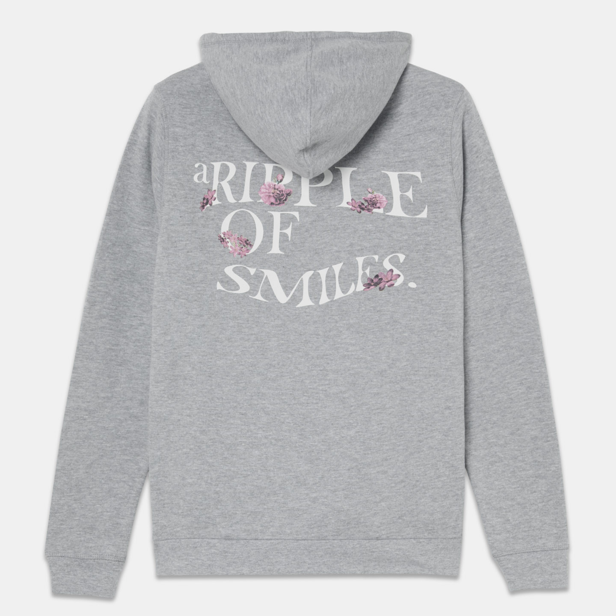 Hoodie Grey with Flowers Logo Organic Cotton Back