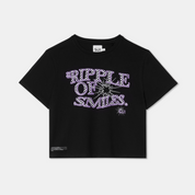 T-shirt middle crop black big logo front