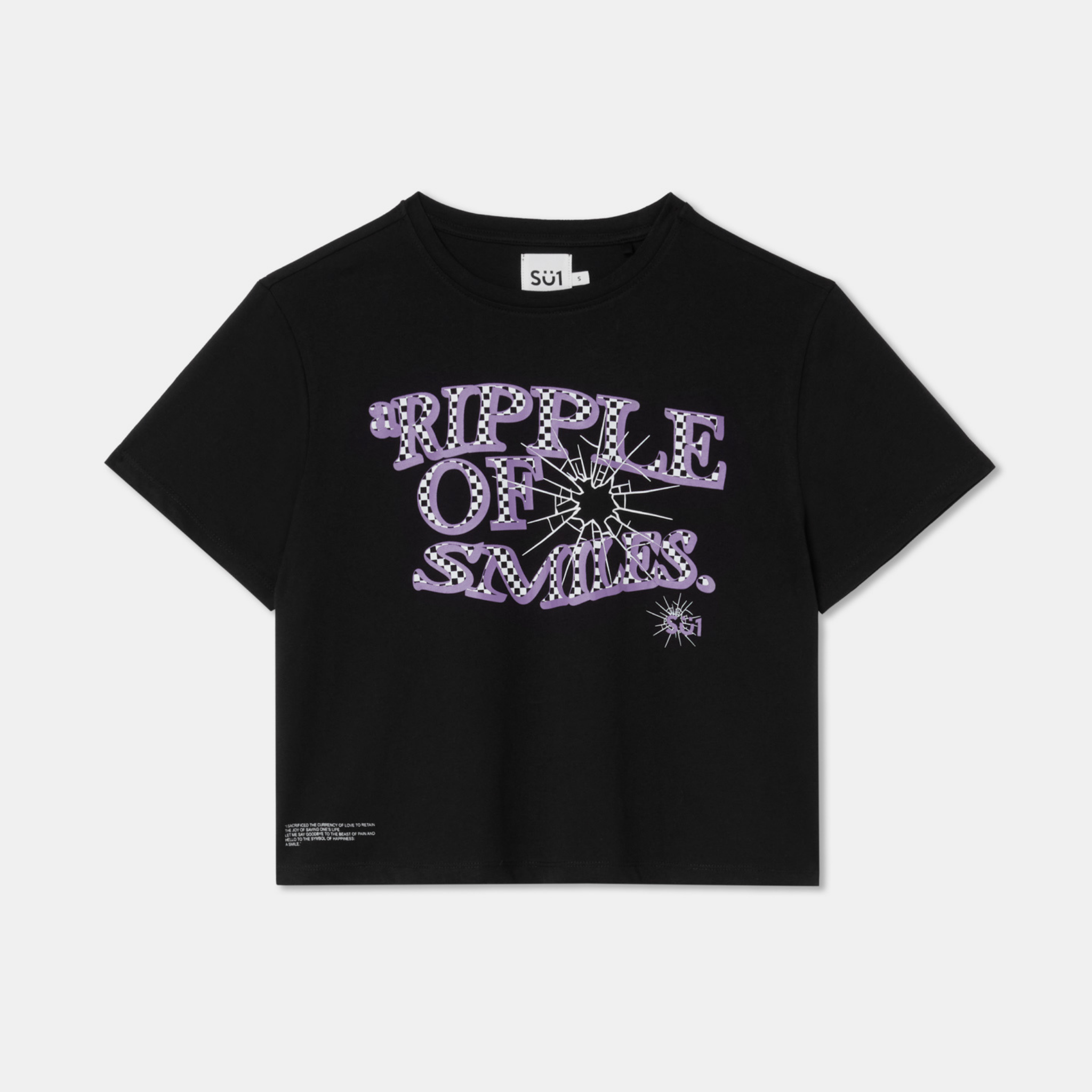 T-shirt middle crop black big logo front