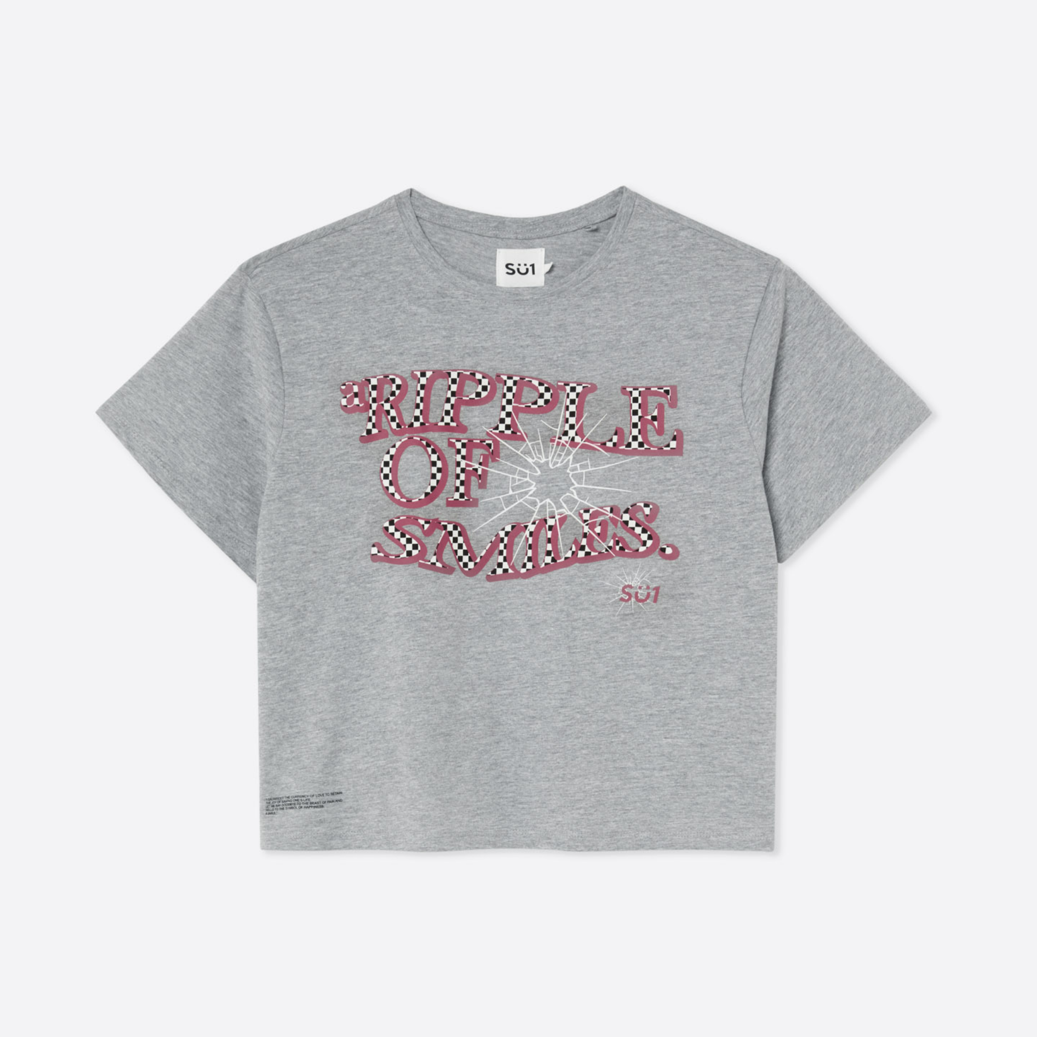 Women's Mid-Crop T-shirt Organic Cotton with Retro Ripple