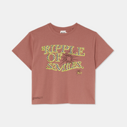 T-shirt middle crop pink big logo front