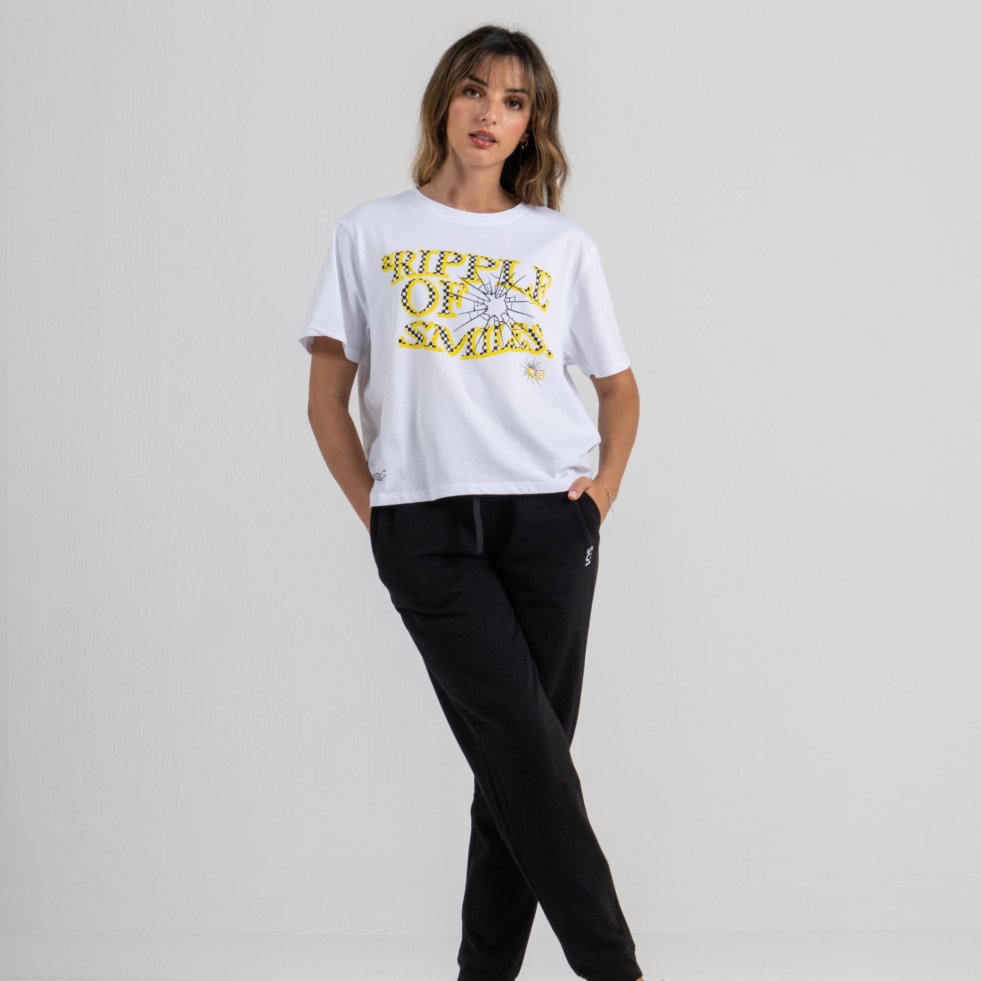 Eco Yoga Organic Sustainable Clothing Women White Peace Logo Graphic T-Shirt  XL