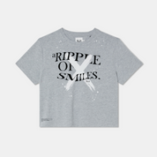 Mid Crop T-shirt Big Logo X Grey Front