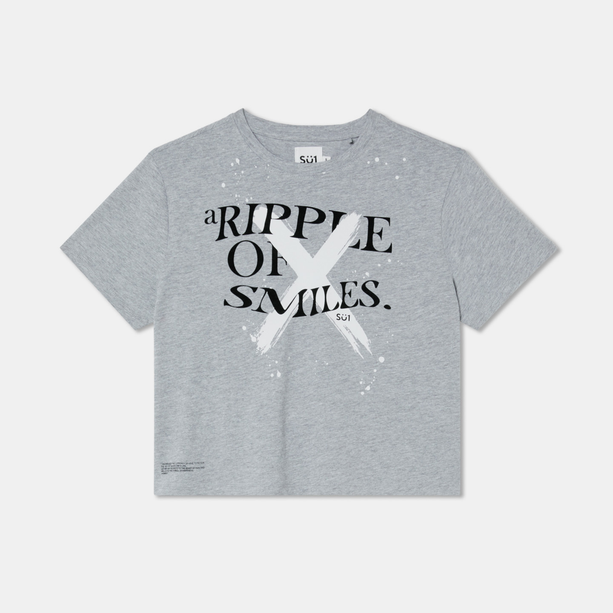 Mid Crop T-shirt Big Logo X Grey Front