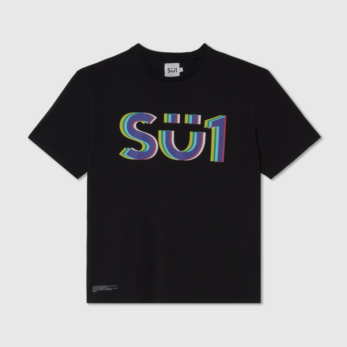 Black Oversized Loose Fit T-shirt Big Neon Logo Su1 Front