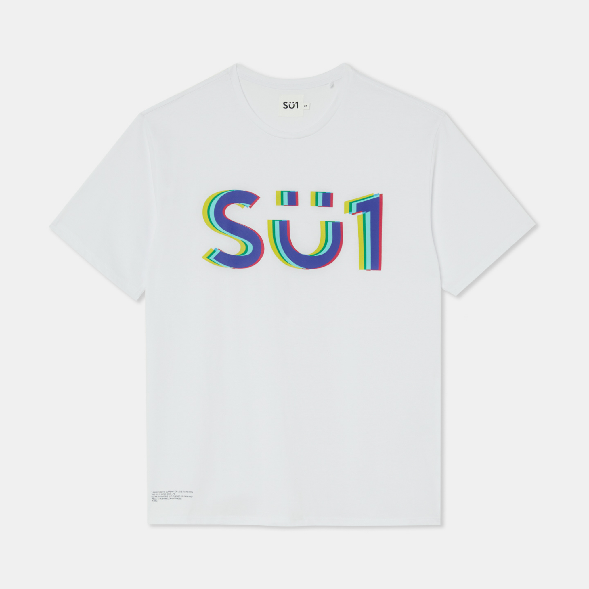 White Oversized Loose Fit T-shirt Big Neon Logo Su1 Front