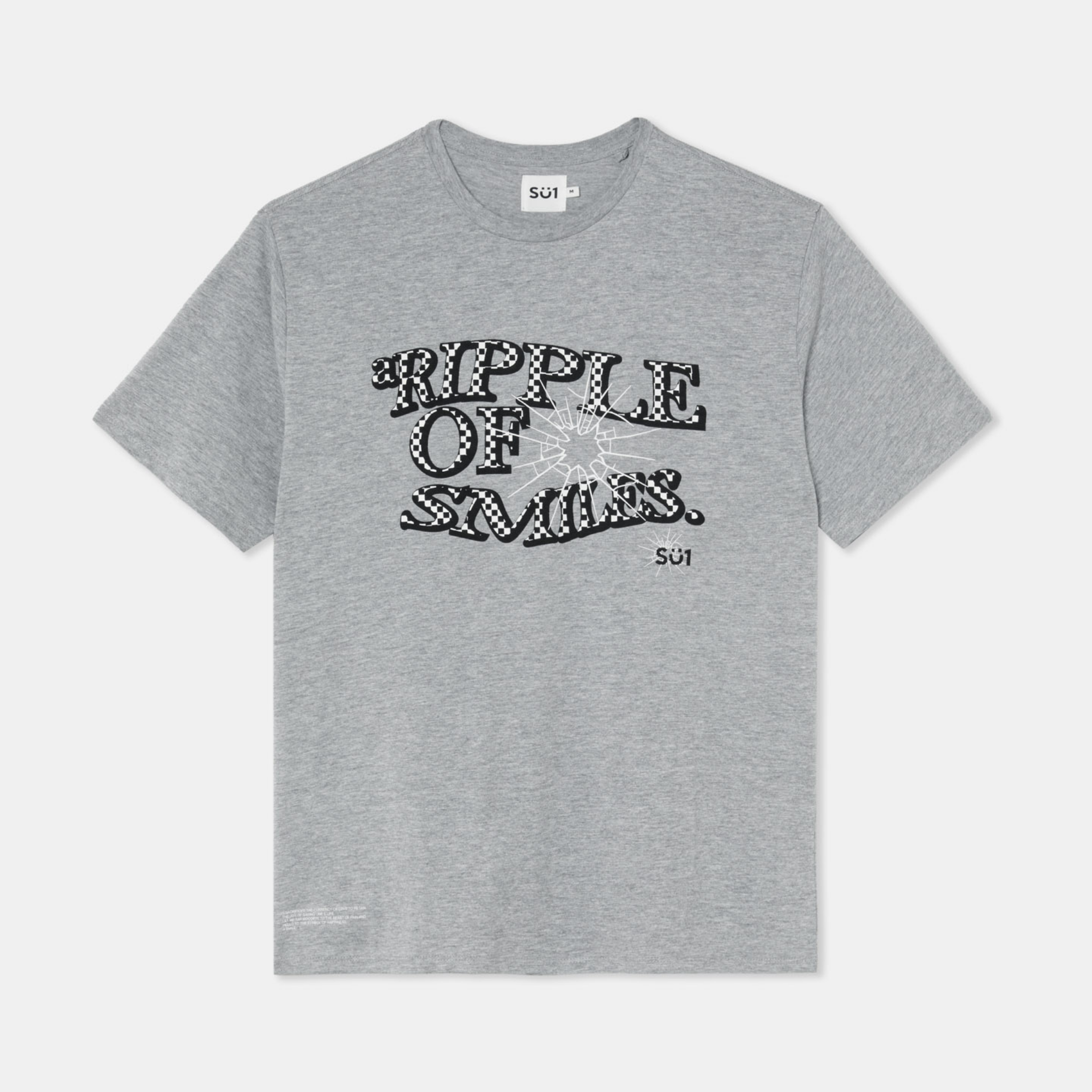 T-shirt Oversized Loose Fit Grey Big Logo Check Su1 Front
