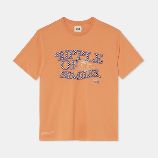 T-shirt Oversized Loose Fit Orange Big Logo Check Su1 Front
