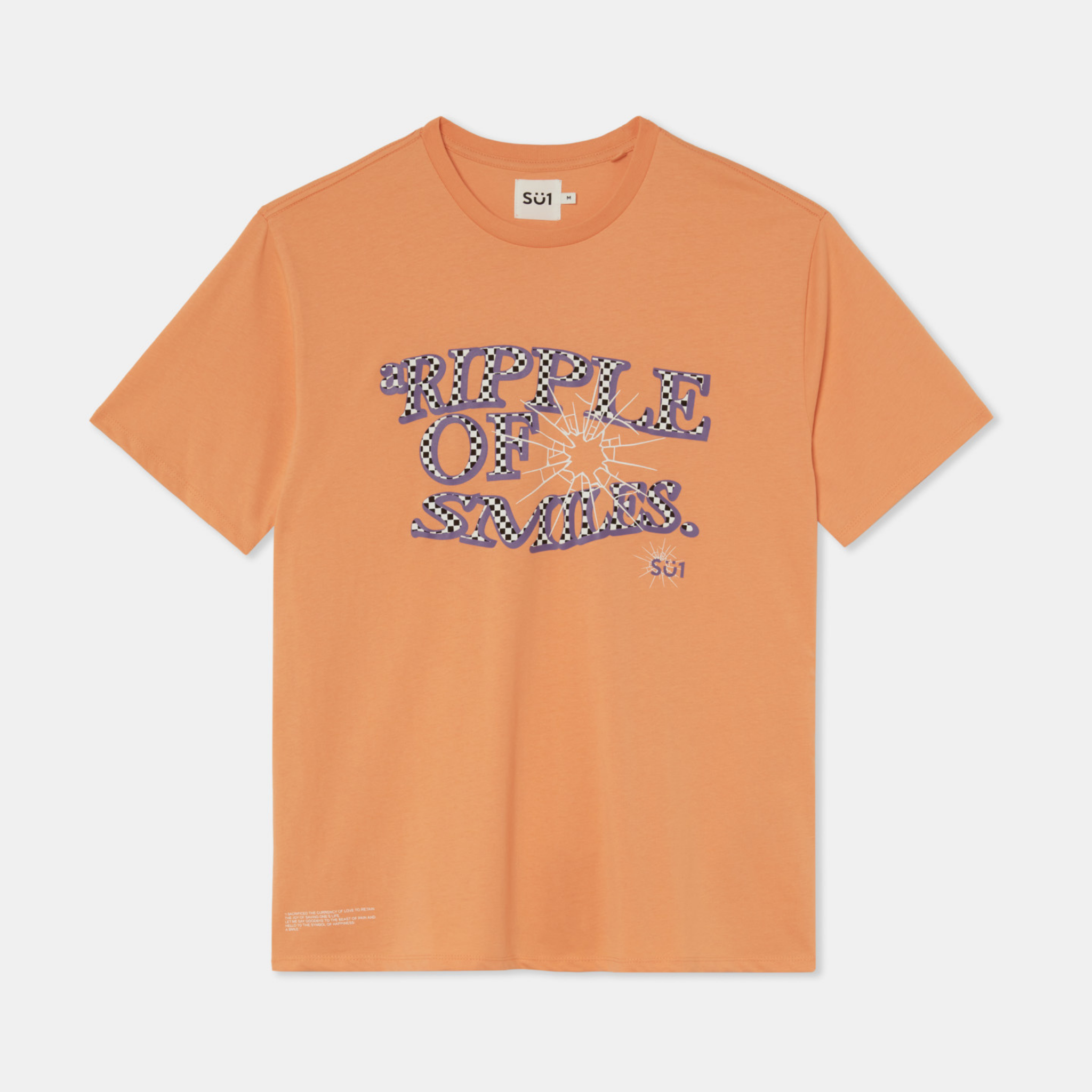 T-shirt Oversized Loose Fit Orange Big Logo Check Su1 Front
