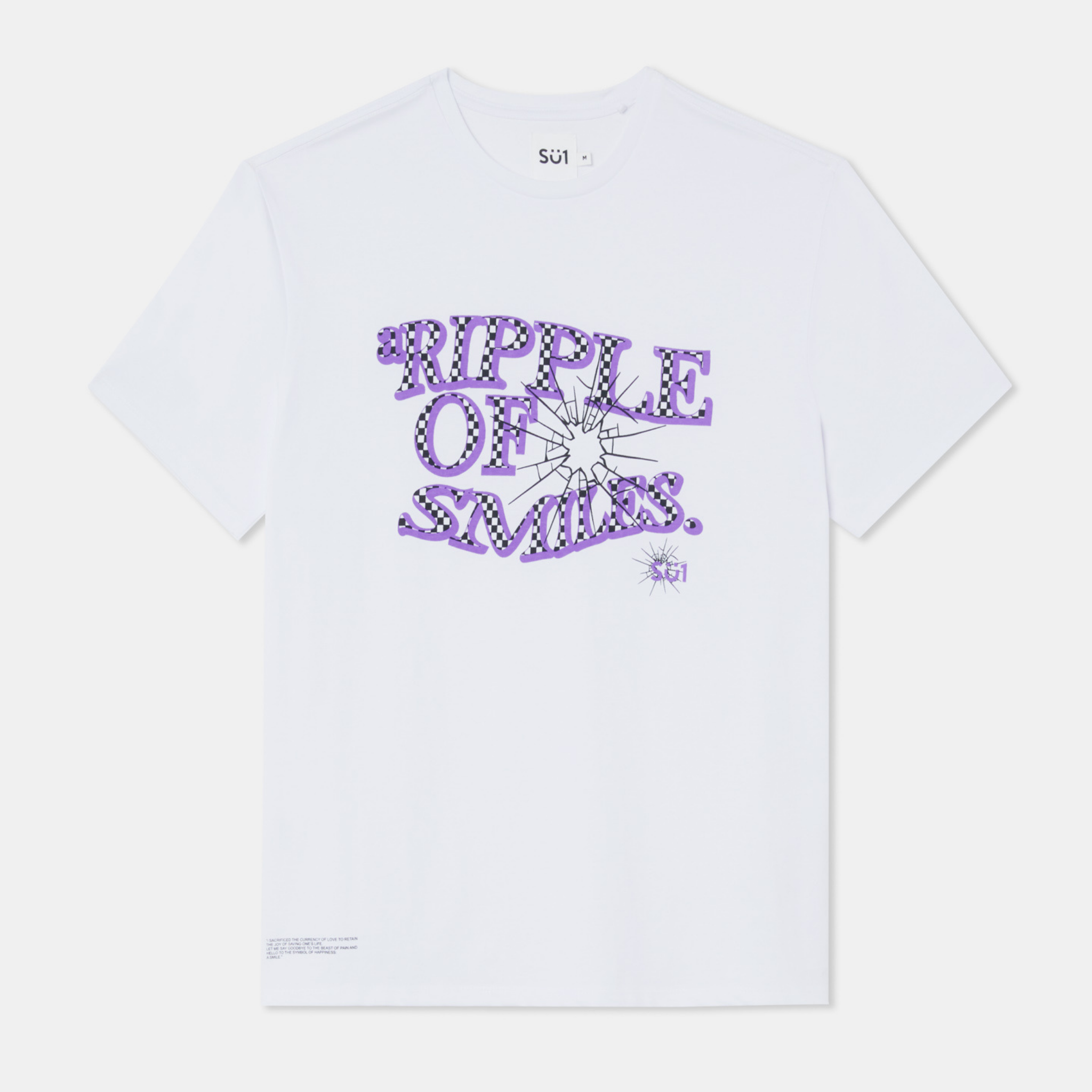 T-shirt Oversized Loose Fit White Big Logo Check Su1 Front