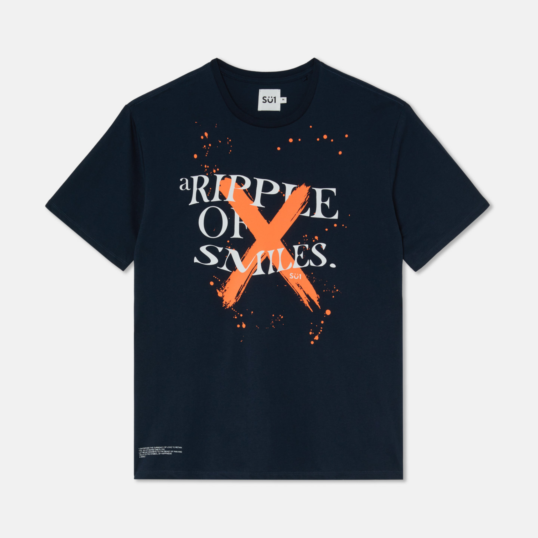 T-shirt Oversized Loose Fit Dark Blue X Logo Big Logo Front