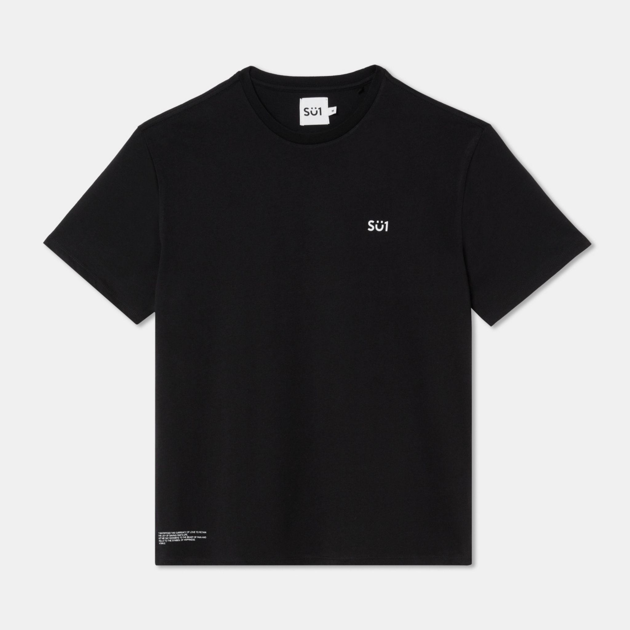 Oversized Black T-shirt Small Logo Su1 Front